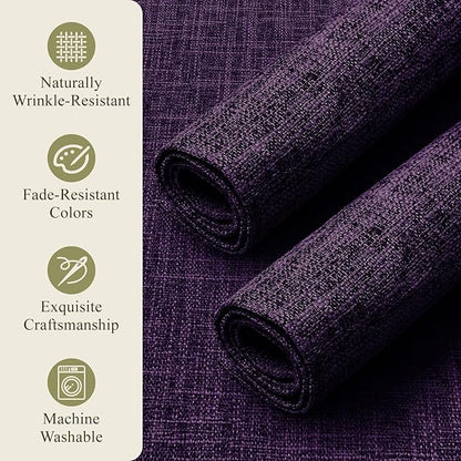KXN Placemats Set of 8, Dual-Layer Thickened Faux Linen Table Mats, Heat Resistant & Wrinkle-Free, Machine Washable Cloth Place Mats for Kitchen Dining Indoor Outdoor (Purple)