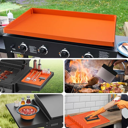 Silicone Griddle Cover Set for Blackstone 36" with 16" Blackstone Griddle Accessories, Cleaning Brush | Heavy Duty Food-Grade Grill Mats Accessories | All Season Protection from Dirt Rust
