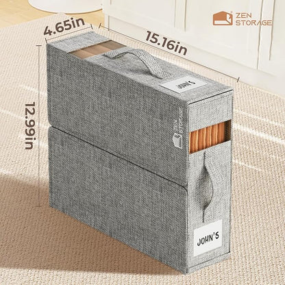 6Pack Sheet Organizers and Storage - King/Queen Size Sheet Storage Organizer with Window, Foldable & Dustproof Sheet Organizer for Linen Closet for Summer Blankets & Sheet Sets,Grey