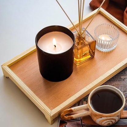 10 OZ Thick Candle Jars for Making Candles 15 Pcs, Empty Jars with Wood Lids for Candle Making, Sample Container, Matte Black