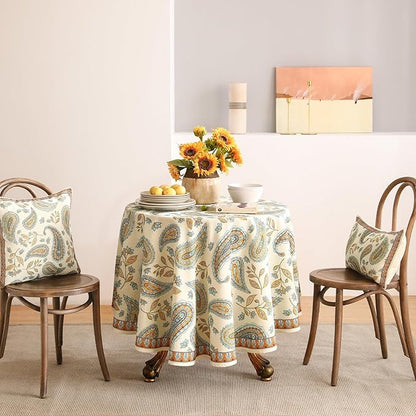 patdrea Designer Vintage French Table Cloth for Round Table,Italian Floral Tablecloth,Home Cover Fall Dacorative for Kitchen,Dining,Christmas,Thanksgiving,Tea Party,Diameter 67"-Lysaniya