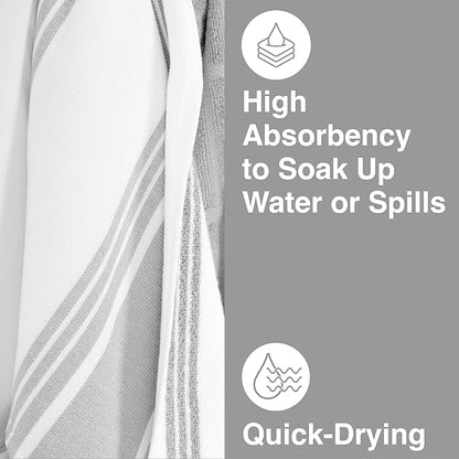 All-Clad Dual-Purpose Kitchen Towels: Highly Absorbent - 100% Cotton, 17"x30" Dish Towels for Cleaning & Drying Dishes & Glassware, 3-Pack, Titanium