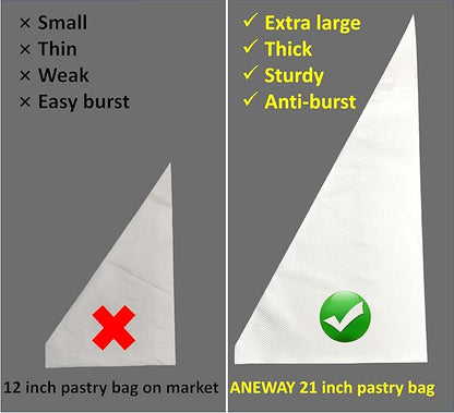 21 Inch Extra Large Piping Bags,100 Pack Disposable Pastry Bags,Thick Anti-Burst Icing Piping Pastry Bags For Frosting Decorating Cake Cupcake Cookie (21 Inch-100 Pack)