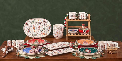 Bico Christmas Soldier Ceramic 14 inch Rectangular Serving Platter, Set of 2, for Serving Salad, Pasta, Cheese, Ham, Appetizer, Microwave & Dishwasher Safe
