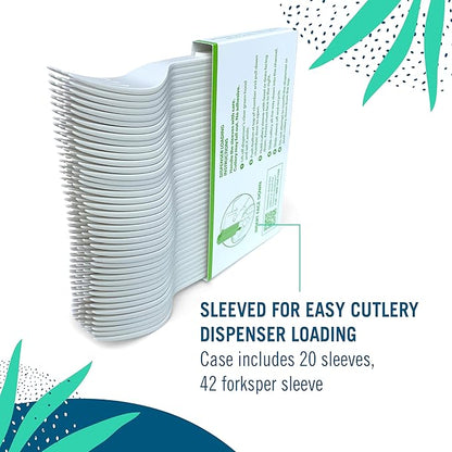 Preserve Compostable Fork, Made in USA, Medium Weight Cutlery, White, 840 Count