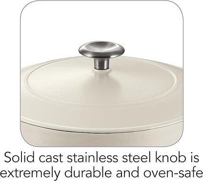 Tramontina Bestow Enameled Cast Iron Dutch Oven Pot with Lid, Round 5.5-quart, Matte White
