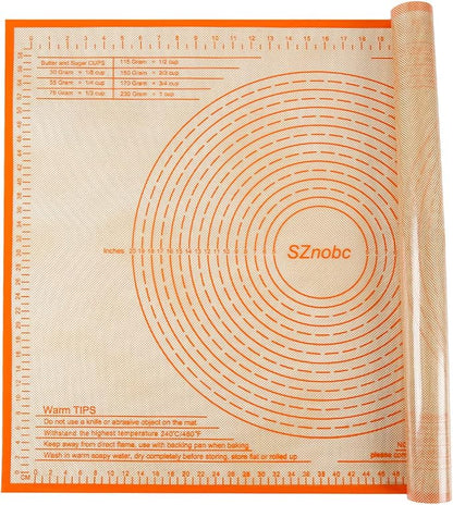Non-slip Silicone Pastry Mat 36X24 inches Baking Mat with Measurement, Perfect for Dough, Pastry, Pie Crust, Fondant, Cookies, Bread, Pasta, Pizza, Food Grade Kitchen Counter Mats