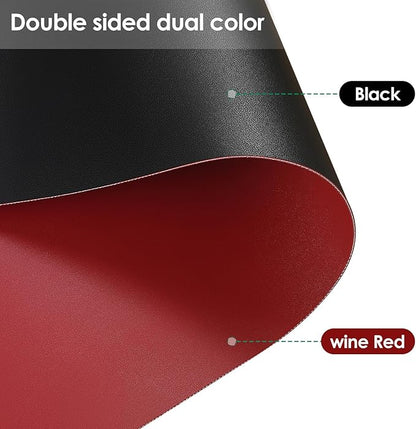 Leather Table Cover,1.8mm Thick,48x72 Inch,Table Protector for Dining Room Table,Dining Table Cover,Table Cover Protector,Table Pads for Dining Room Table(Black+Wine Red,48x72)