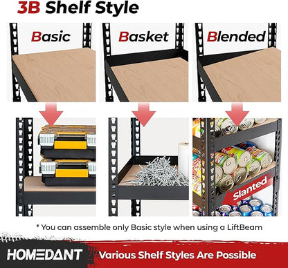 HOMEDANT 5 Tier Laminated Boltless Heavy Duty Garage Storage Adjustable Wide Size Metal Shelving Unit Utility Rack Shelves Organization Multipurpose Shelf Shed Warehouse 47.7"W x 18.2"D x 71.3"H 3Pack