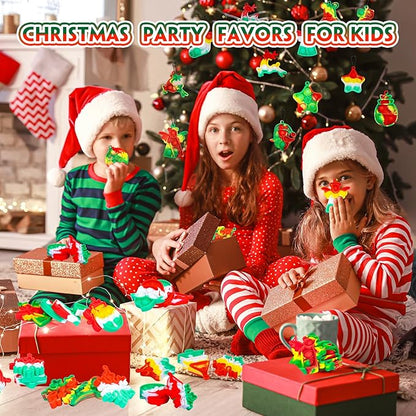 Christmas Pop Fidget Toys Bulk Its Christmas Party Favors for Kids 30 Pack Mini Pop Keychain It Stocking Stuffers for Kids Goodie Bag Stuffers Fidgets for Classroom Prizes Student Birthday Party Gifts