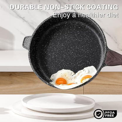 Kordisen Nonstick Deep Frying Pan with Lid, 11 Inch Non Stick Skillet, Saute Pan for Cooking, Healthy Induction Cookware, PFOA Free