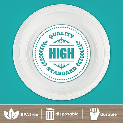 PLASTICPRO 6'' inch Round Plastic Plates Microwaveable, Disposable, White, Dinnerware 400 Count