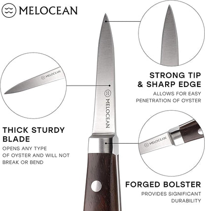 Oyster Shucking Knife and Gloves Set - Premium Oyster Knife and Shucking Gloves Kit - Professional Clam Shucker Opener Tool in Lovely Box - Bonus Ebook and Brochure Included