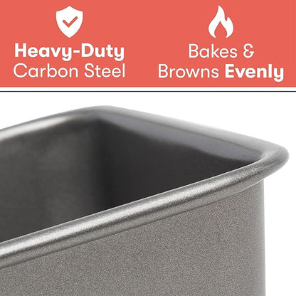 Cooking Light Heavy Duty Nonstick Bakeware Carbon Steel Bread Pan or Loaf Pan with Quick Release Coating, Manufactured without PFOA, Dishwasher Safe, Oven Safe, 9.25-Inch x 5.25-Inch, Gray