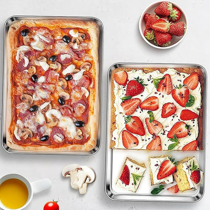 Homikit 1 Pack Baking Sheet, 9 x 13 Inches Stainless Steel Quarter Sheet Pan Set for Baking Cooking Toasting, Metal Cookie Tray Fits Toaster Oven, Non Stick & Rust Free, Dishwasher Safe