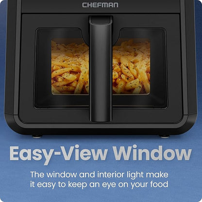 Chefman Air Fryer TurboFry 7-Qt, 6-in-1 High-Powered 450°F Cooking for Crispier Results, Compact Space-Saving Design, Air Fry, Bake, Broil, Reheat, Dehydrate, Defrost, Fast & Even Cooking – Black