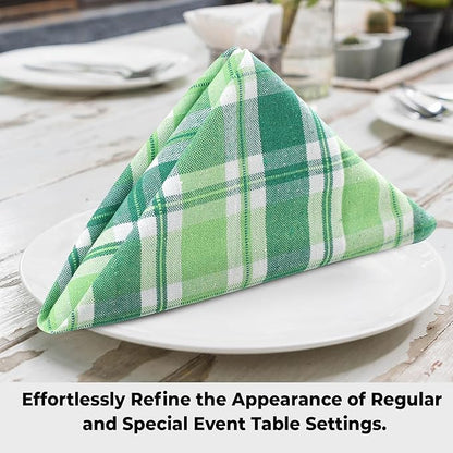 Urban Villa St Patrick Cloth Napkins 100% Cotton Dinner Napkins (Set of 12) 20x20 Inches Soft Reusable Washable Absorbent Table Dinner Napkins St Patricks Plaid Napkins