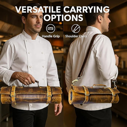 Rustic Town Genuine Leather Chef Knife Roll All Purpose Chef Roll