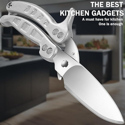Kitchen Shears Heavy Duty Poultry Shears Meat Cutting Dishwasher Safe and Stainless Food Kitchen Scissors for Chicken Turkey Thanksgiving,Silver