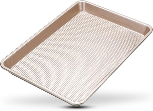 Ultra Cuisine Nonstick Quarter Sheet 13 +cookie sheets Baking Pan - Warp - Scratch Resistant - Texture for Easy Food Release - Durable Carbon Steel Design - Professional Quality 9 x 13 Baking Pan