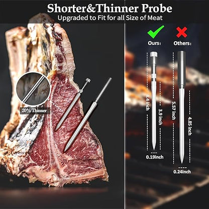 Dual-Probe Wireless Meat Thermometer for Grilling, Smoking, BBQ - Bluetooth Enabled Smart Grill Thermometer with 2 Probes, Digital Food Thermometer, 800ft Long Range,Cooking Thermometer for BBQ/Grill