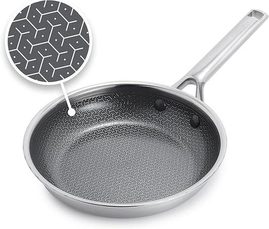 GreenPan Hybrid 8” Nonstick Stainless Steel Frying Pan, APEX Tri-Ply Thermobond PFAS-Free Ceramic Skillet, Induction & All Cooktop Compatible, Oven Temp to 850°F, Dishwasher Safe, Silver