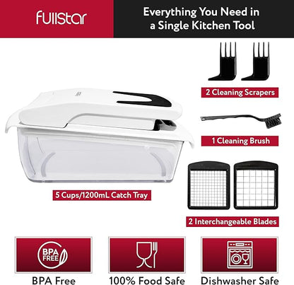Fullstar The Original Pro Chopper - Vegetable Chopper and Spiralizer, Food Chopper with Container, Fruit Slicer, Kitchen Gadgets & Accessories, Home Essentials (2 in 1, White)