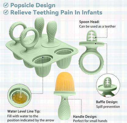 Silicone Toddlers Popsicle Molds with Sticks, 2Packs Mini Popsicles Molds for Baby Breastmilk Popsicle Molds for Teething Relief, Frozen Treats Maker Popsicle Maker Ice Pop Mold for Babies Kids