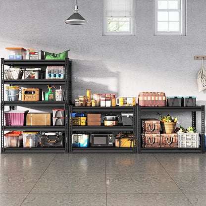 Adjustable Shelving Units and Storage, 48”W Garage Shelving Heavy Duty,2800LBS Loads 5-Tier Garage Storage Shelves, Metal Shelves for Living Room,Pantry,48”W×24”D×78”W,Black