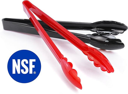 New Star Foodservice 35520 Utility Tong, High Heat Plastic, Scalloped, 12 inch, Set of 12, Clear