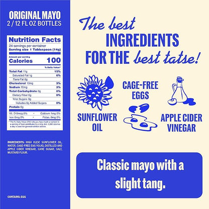 Ayoh Foods, Mayo Gone Wild, Made by Molly Baz - Easy to Squeeze, Perfect for; Sandwiches, Burgers, Fries, Nuggets, Wraps & Dips (Original Mayo)