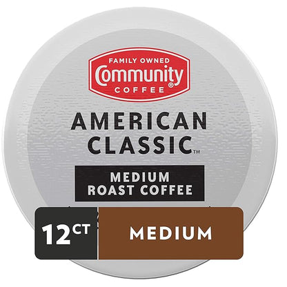 Community Coffee American Classic 12 Count Coffee Pods, Medium Roast, Compatible with Keurig 2.0 K-cup Brewers, 12 Count (Pack of 1)
