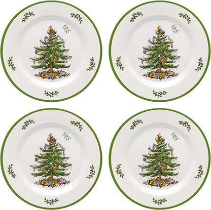 Spode Christmas Tree 12-Piece Melamine Dinnerware Set - Seasonal Dinnerware for Holiday Gatherings, Service for 4, Dishwasher Safe with Festive Christmas Tree Motif, Shatterproof & Durable Dishes