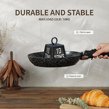 Nonstick Ceramic Cookware Set 21PCS with Detachable Handle, Pans and Pots Set, RV Kitchen Set Cookware Set, Pan Pots with Removable Handles, Oven Safe, Induction Ready(Black)