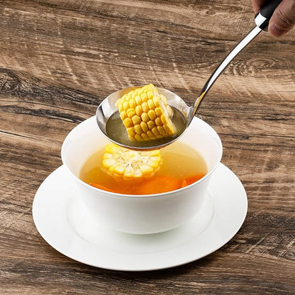 Brushed Stainless Steel Non-Slip Ergonomic Handle Ladle