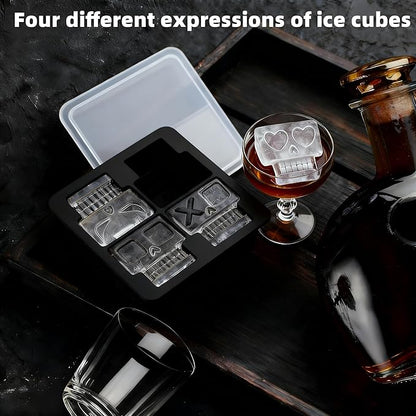 Prank Ice Cube Mold Tray,Novelty Skull Ices Cube Tray,Silicone Fun Shapes Shapes for Cocktails,Brandy and Juice Beverages