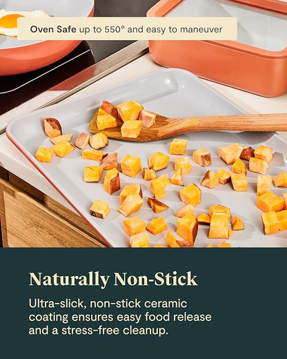 Caraway Non-Stick Ceramic Medium Baking Sheet - Naturally Slick Ceramic Coating - Non-Toxic, PTFE & PFOA Free - Perfect for Baking, Roasting, and More - Medium (15" x 10") - Black