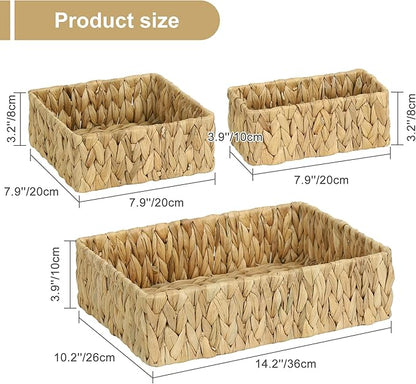 Water Hyacinth Storage Basket Wicker Baskets for Organizing Bathroom Storage Baskets for Decor bathroom towel storage Tray Bread Basket for Kitchen -Natural