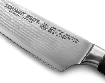 Schmidt Brothers - Artisan Series 6-Inch Chef Knife, High-Carbon German Stainless Steel Cutlery, Coconut Resin Handle