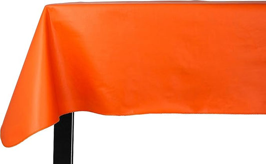 Yourtablecloth Heavy Duty Vinyl Rectangle or Square Tablecloth – 6 Gauge Heavy Duty Tablecloth – Flannel Backed – Wipeable Tablecloth with Vivid Colors & Many Sizes 52 x 90 Orange
