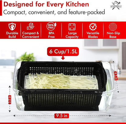 16-in-1 Vegetable Chopper and Slicer with 8 Blades – Veggie Cutter, Dicer, Food Chopper with Container & Lid – Multi-Purpose Kitchen Tool for Easy Meal Prep (Red)