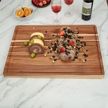 GAOMON 24 x 18 In Acacia Cutting Boardfor Kitchen, XXL Extra Large Charcuterie Cheese Platter Serving Tray, Food Prep and Serving Boards, Chopping Boards for Meal Vegetables and Cheese
