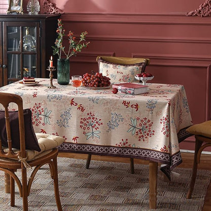 patdrea Designer French Linen Square Table Cloth,Vintage Red Floral Breathable Dacorative Tablecloth,Small Fall Table Cover for Kitchen Dining,Christmas,Holiday,Thanksgiving,67"x67"-Newmari
