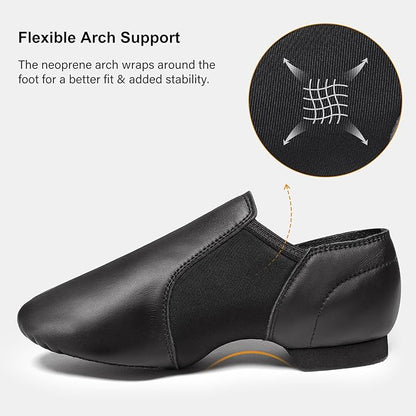 Stelle Jazz Shoes for Women Men Leather Upper Slip-on Dance Shoes Unisex