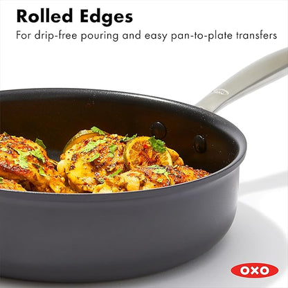 OXO Enhanced 10 Piece Cookware Pots & Pans Set, PFAS-Free Ceramic Nonstick, Durable Hard Anodized Cookware, Scratch Resistant, Stainless Steel Handle, Good Grips, Dishwasher & Oven Safe, Black