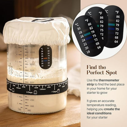 Sourdough Bread Baking Supplies and Starter Kit - Ultimate Bread Making and Sourdough Starter Kit with Proofing Baskets, Sourdough Jar, Bread Lame, Scrapers, and Danish Whisk