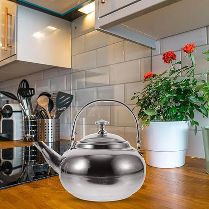 Hemoton Stainless Steel Tea Kettle with Infuser 1.2L Whistling Stove Top Kettle for Home and Camping Use