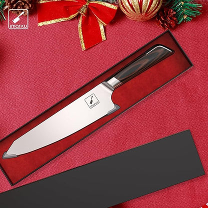 imarku Japanese Chef Knife, 8 Inch Damascus Kitchen Knife, Chef's Knives with Unique Design Wood Handle, Powder Steel Forged Super Sharp Knife With Gift Box, Birthday Gift&Christmas Gift for Families