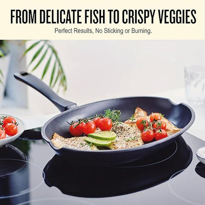 Alva Energy Nonstick Ceramic Fish Pan 13.7" - Lightweight, Easy to Clean and Made without PFAS, PFOA & PTFE - Induction and All Stovetop Compatible with Even Heat Distribution