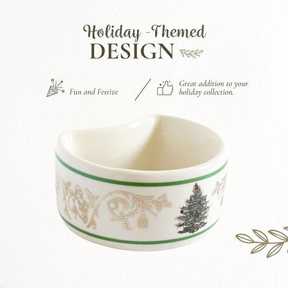 Spode Christmas Tree Gold 2.75" Napkin Ring (Set of 4) - Elegant 22K Gold Accented Holiday Napkin Rings, Fine Porcelain Christmas Table Setting Décor - Ideal for Holiday Dinnerware & Festive Gifting